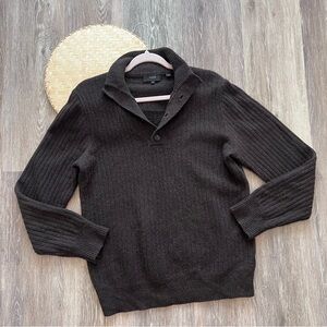 Vince mens‎ brown wool & yak blend polo sweater